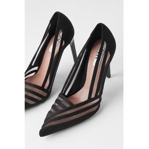 Zara Black Mesh Stiletto Heels Size 7.5